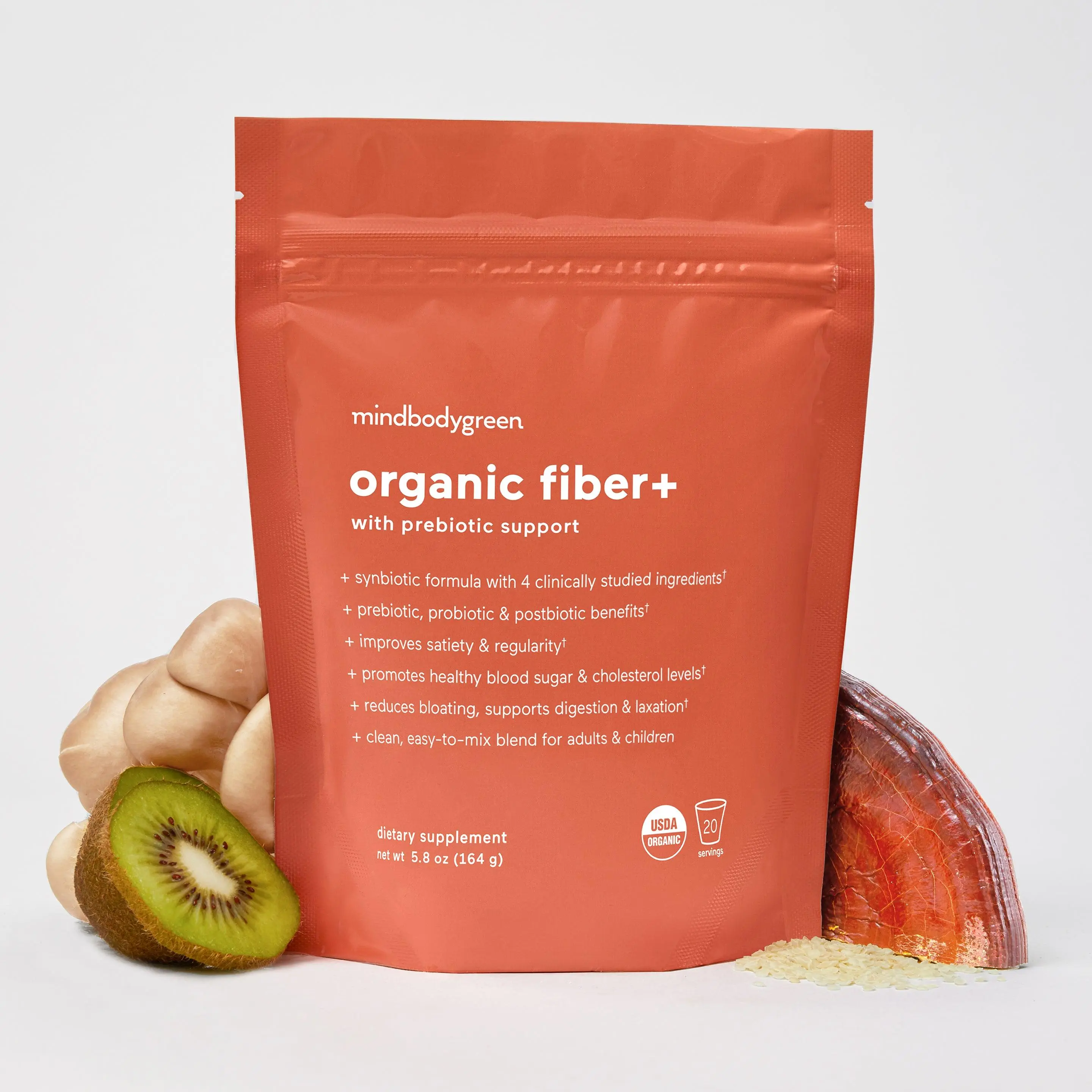 mindbodygreen Organic Fiber+ with Prebiotic Support Bi-Monthly Sybiotic Formula for Regularity & Satiety Healthcare Dietary Supplement 5.6 oz