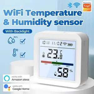 Tuya WiFi Temperature Humidity Sensor, Hygrometer Thermometer with Backlight, Smart Home Device, Supports Alexa Integration