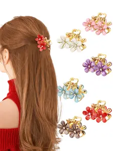 Women's Floral Hair Clips Set, Flower Hair Clips, Colorful Rhinestone Design, Elegant & Versatile Accessory for Half-Up Hairstyles, Perfect Gift Idea