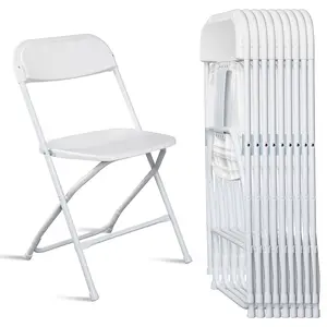 【Mother'sDaygift】Karlhome 4/6/10 Folding Chairs, White & Black, Steel Frame, 350lb Capacity, Available in 4/6/10 packs for indoor/outdoor events, weddings, parties, gathering