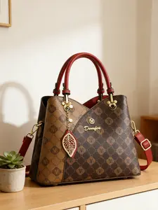 Luxurious Women's Leather Handbag, Commuter Shoulder Bag, Letter Print Design, Large Capacity, Casual Fashion, Perfect Gift for Her, Elegant Commuter Bag