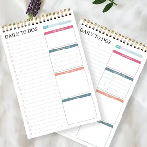 1pc Daily To Do List Notepad, Aesthetic Spiral Bound Planner Pad, Planner Notebook with Priorities, Notes & Checklist, Cute Desk Essential for Productivity Hacks, School & Office, Perfect Gift for Students, Women, Teachers & Planner Lovers