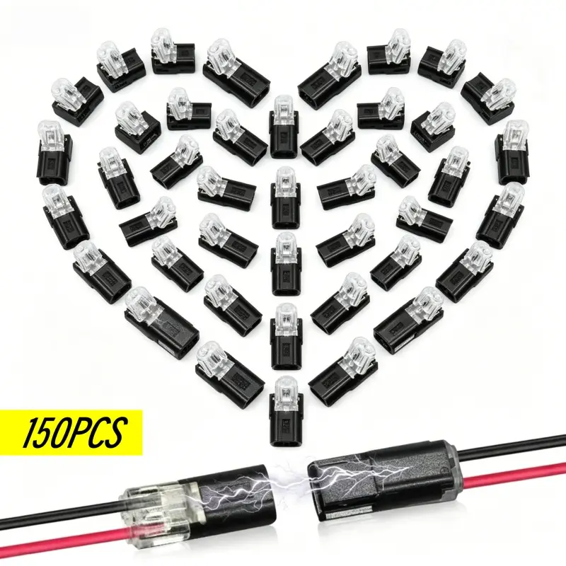 105-Pack Double Wire Plug-in LED Light Connectors – 2 Pin, No Strip, No Solder, For 18-22 AWG
