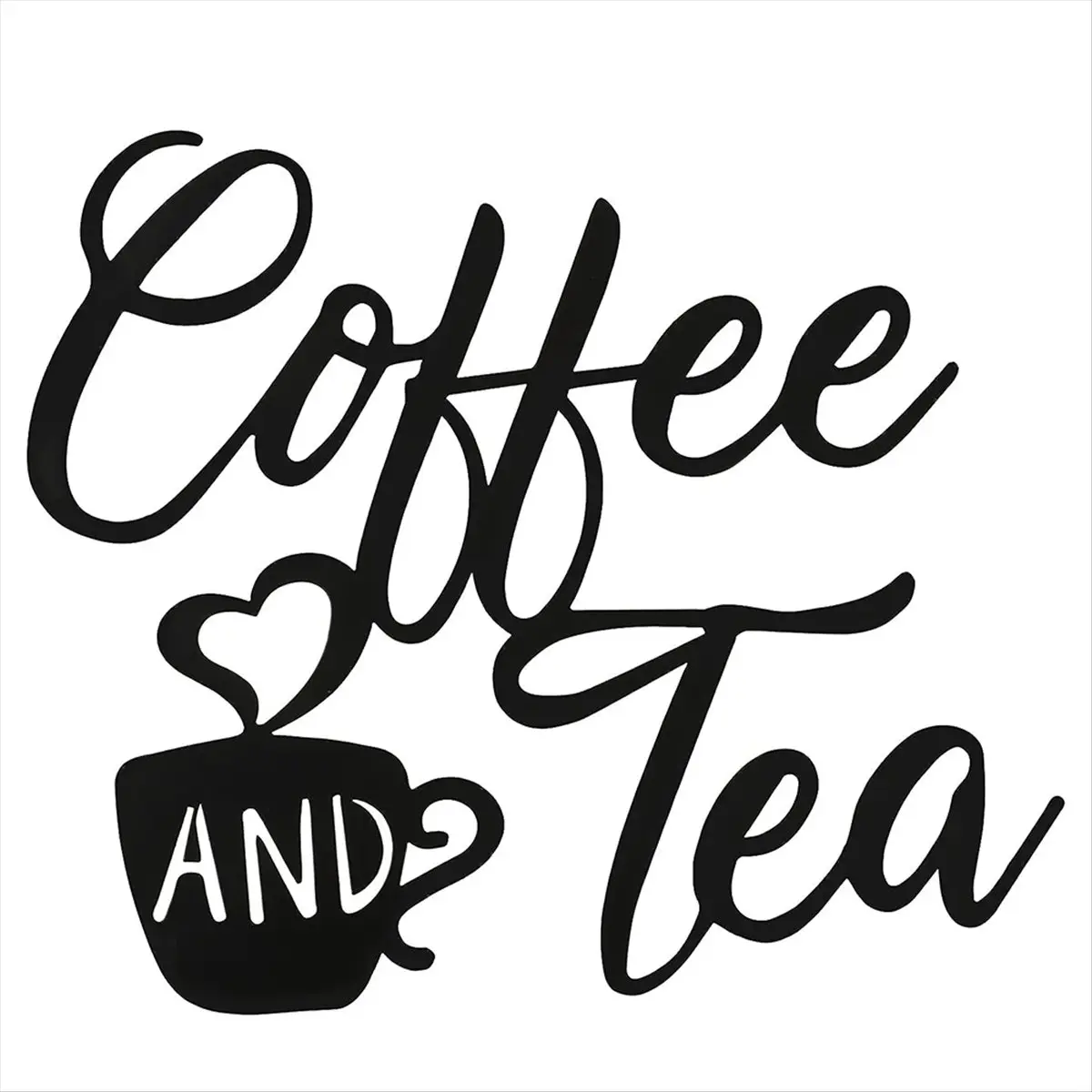 Coffee Sign and Tea Bar Metal Hanging Wall Art Black Cup Decor Letter for Cafe Farmhouse Kitchen Decoration Steel