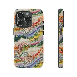 Enchanting Floral Spring Faux Embroidered Phone Case For iPhone 8, X, 11, 12, 13, 14, 15 Pro Max, Mini, Plus, Summer Phone Case, Cheap Lovely Phone Case Accessories