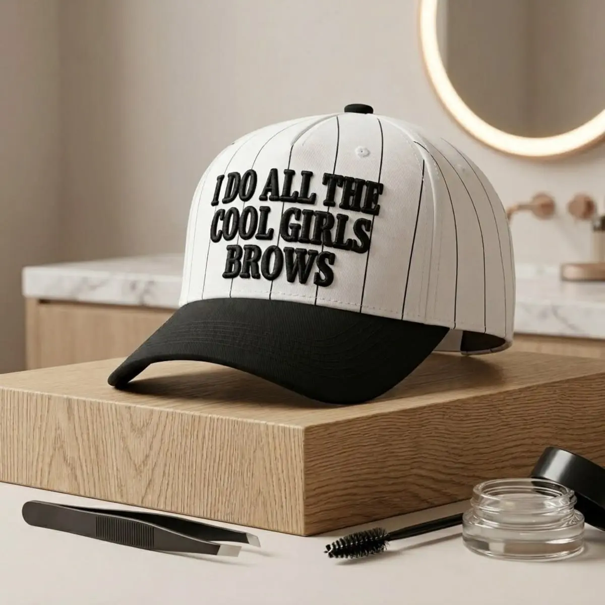 Custom 3D Embroidered Pinstripe Baseball Cap - Personalized Thread Color Trucker Hat for Cool Girls, Retro Sports Snapback