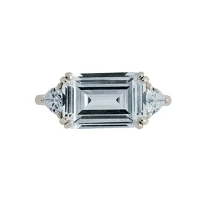 Sterling Silver Emerald & Trillion Ring