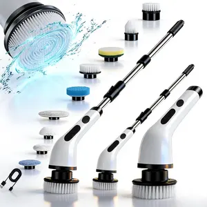 Electric Spin Scrubber,Cordless Shower Scrubber with IPX7 Waterproof,Electric Cleaning Brush,Multi-Surface Use,Long Battery Life,5 Adjustable Speed,3 Extendable Handle,9 Replaceable Brush Heads,Multi-Purpose Cleaning Kit for Bathroom/ Kitchen,Mother’s Day