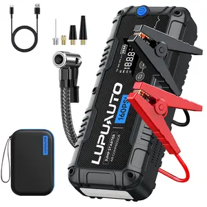 Lupuauto Up to 4000A Car Jump Starter with 160PSI Air Compressor, 12V Battery Booster, for Up to 10L Gas & 8.5L Diesel Engines, Portable Power Pack & 500LM LED Light Automotive Aid Kit