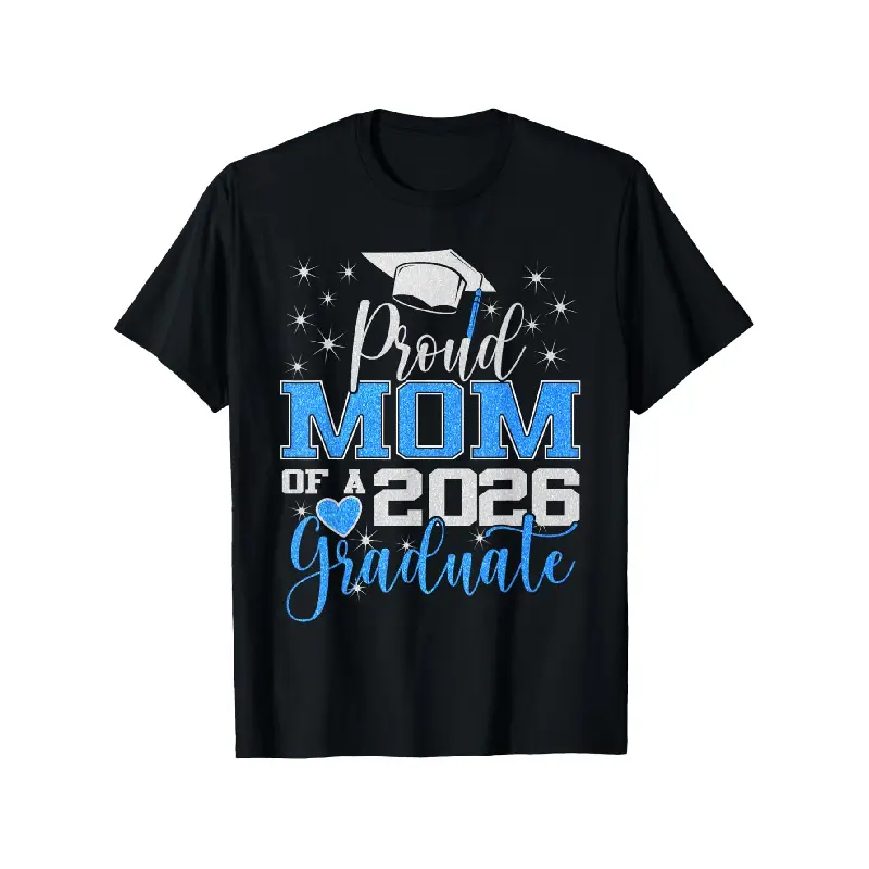 merch for men Proud Mom Of A Class Of 2026 Graduate Senior Graduation T-Shirt, Graduation Family Matching T-shirts, Trendy Casual Men Women T-shirt, Funny Birthday Party Gift for Men Women, 100% Cotton Shirt S-XXXL Graphic Tees Oversized Tshirt