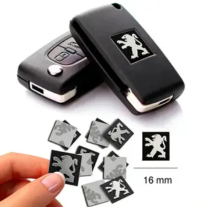 10Pcs 16mm Car Remote Key Fob Emblem Aluminium Badge Sticker Replacement Decorative Accessories For Peugeot 408 308 5008 208 2008 3008 Landtrek Rifter 508 301 108 608 4008 e-Expert e-TRAVELLER Car Key Accessory
