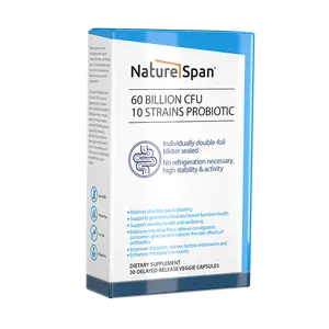 Naturespan Probiotics 60 billion CFU, 10 strains, supports digestion and immunity, non-GMO, targets gut health and regulates internal gut flora balance. Edible Supplement for Fitness and Dietary.