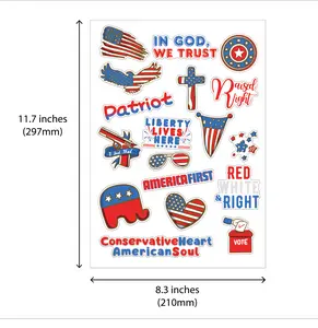 A4 Sticker Sheet | Patriotic Decals | Conservative Stickers | Republican Stickers | Conservative Decal | USA Flag | Donald Trump | Waterproof