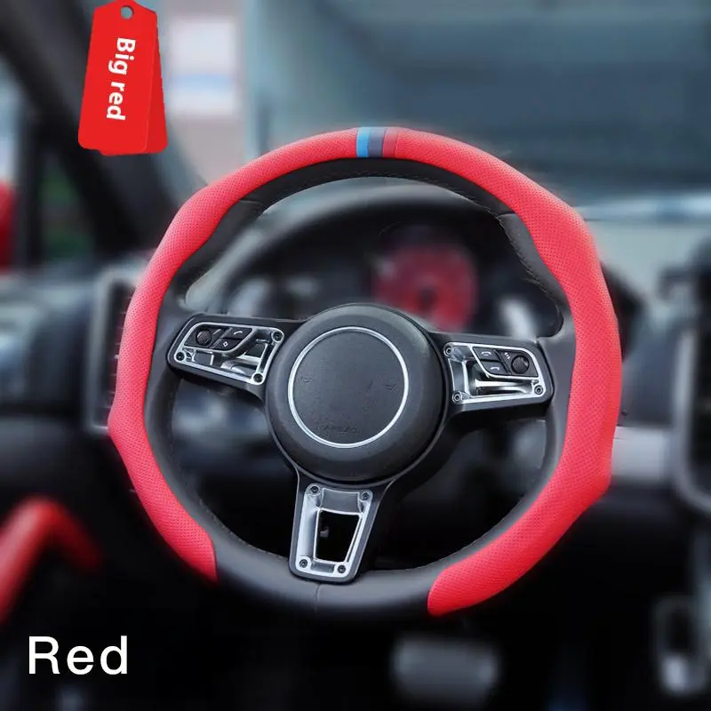 Upgraded Napa Leather Grip Steering Wheel Cover - Car Interior Accessory, Sleek Sporty Look, Breathable, Ultra-Thin, Non-Slip, Quick & Easy Install, All-Season Universal Fit for Most Cars/Trucks, Enhanced Steering Feel, Multiple Color Options, Grip Steeri