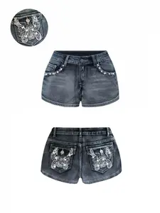 Vintage Y2K Punk Style Ultra Low Waist Super Short Denim Shorts for Women, Trendy Casual Summer Fashion, Comfortable and Stylish