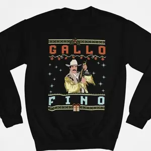Gallo Fino Ugly Christmas Sweater, Funny Mexican Cowboy Holiday Pullover, Norteño Inspired Festive Crewneck for Men & Women, Winter Fiesta Gift, Cozy Xmas Outfit, Full Colors, For Men, For Women Womenswear Unisex Tops 9