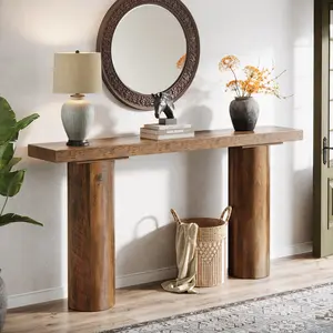 Tribesigns Farmhouse Entryway Table, 63" Long Wood Console Table, Narrow Sofa Table Behind Couch for Living Room, Hallway, Entrance, Foyer Furniture Home