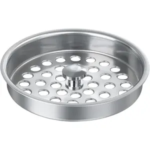 Commercial-Grade Sink Drain Strainer for 3-1/2" Drain, Shallow Basket Strainer Food Catcher, Kitchen Industrial Garbage Disposal Strainer Cover, Larger Drain Holes, 304 Stainless SteelGift