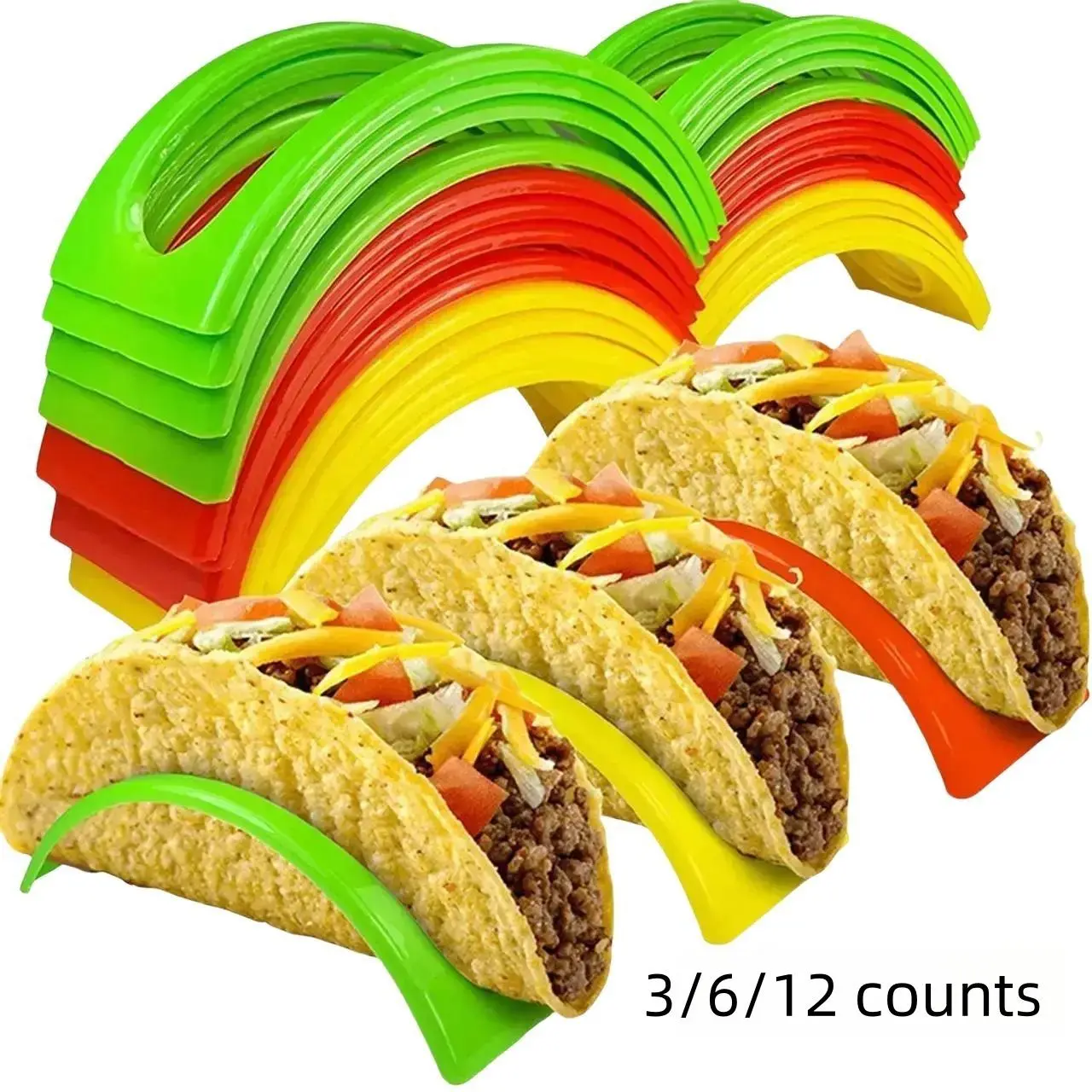 Random Color Taco Holder, 3/6/12pcs Plastic Food Stand, Multifunctional Sandwich Support for Home Kitchen, Kitchen Utensils Accessories, Kitchen Supplies