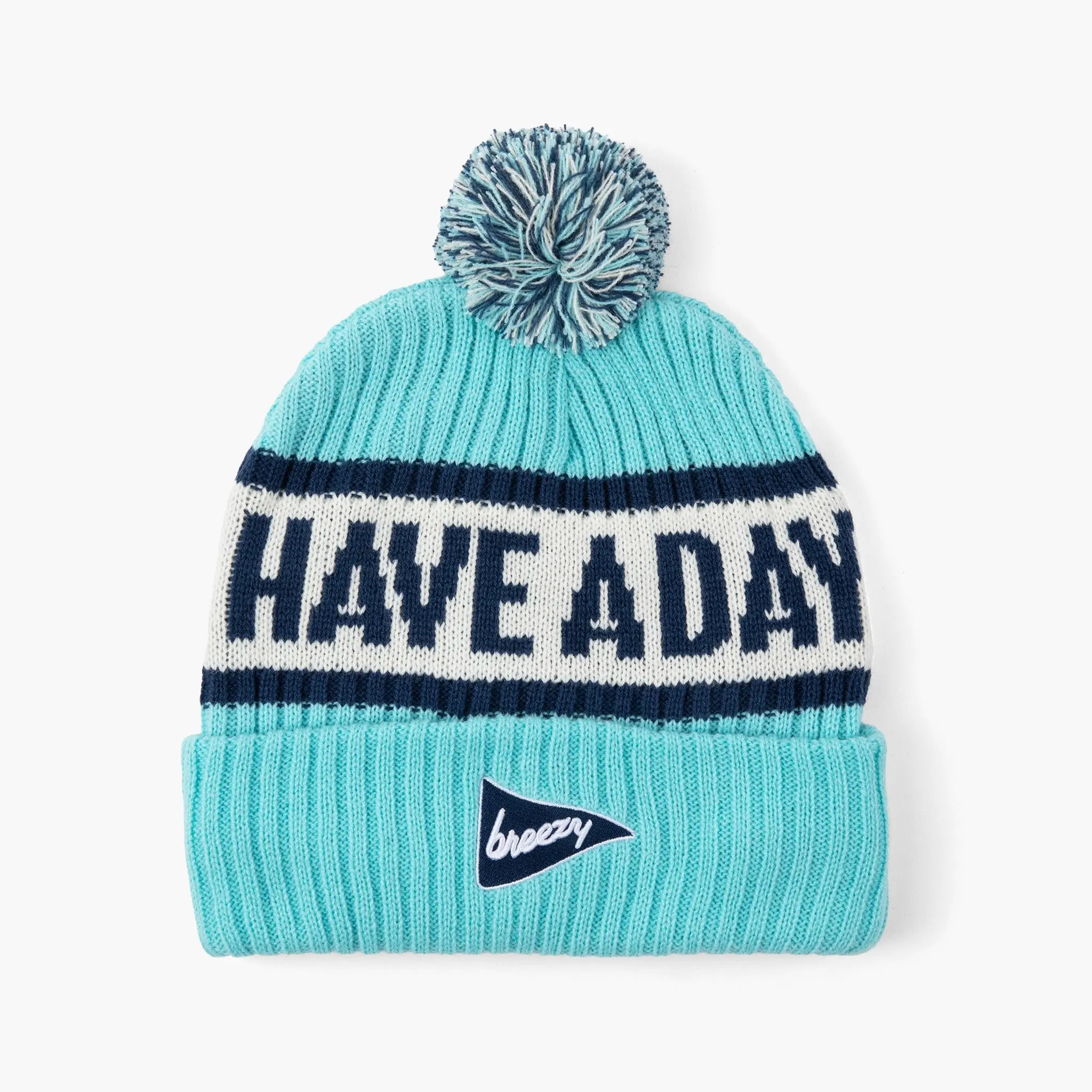 Have A Day Knit Beanie Light Blue