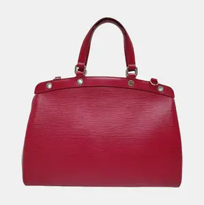 Pre-owned Louis Vuitton Leather Clutches & Wristlets BREA Medium Purple Red EPI Wave Pattern Shoulder Bag Crossbody Bag Handbag Silver Hardware Removable Strap