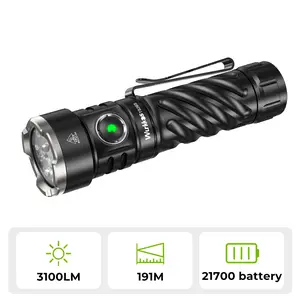 Wurkkos TS26S Rechargeable 21700 5000mAh LED Flashlight 3100LM IPX8 Mag-Tail Torch 3A Reverse Charging for Hiking & Outdoor Use