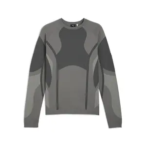 PUMA Mens X San San Gear Knit Crew Neck Long Sleeve Casual Tops Casual - Grey