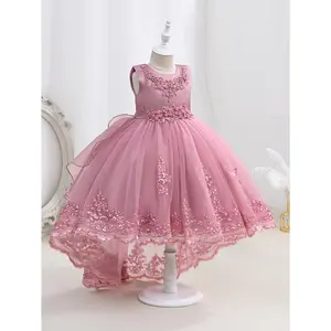 Princess Tulle Gown Girls A Line Dress with Embroidered Floral Sequin Detailing Perfect Weddings Birthdays Pageants All Season Elegant Party Outfit