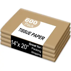 600 Sheets  Tissue Paper Brown  Wrapping Paper Solid Color Decorative Art Tissue  Bouquet Packing DIY Crafts Wedding Birthday Party  Decor, 14 x 20 Inch