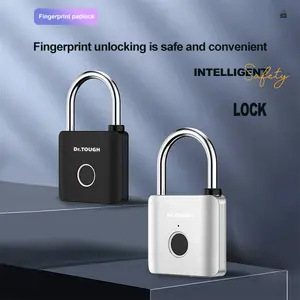 Dr.TOUGH Fingerprint Padlock,  Weatherproof Smart Padlock with Keyless Biometric,  Waterproof Electronic Combination Lock for Outdoor Gym Storage Locker