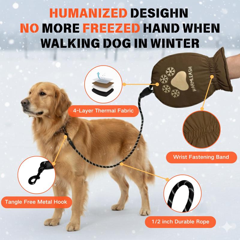 【WarmLeash️️️】 Dog Leash with Thermal Mitten for Cold Weather Dog Walking, Winter Dog Leash with Built-in Handle, Winter Dog Walking Essentials, 6 FT, 1/2 inch 【WarmLeash️️️】 Dog Leash with Thermal Mitten for Cold Weather Dog Walking, Winter Dog Leash with Built-in Handle, Winter Dog Walking Essentials, 6 FT, 1/2 inch