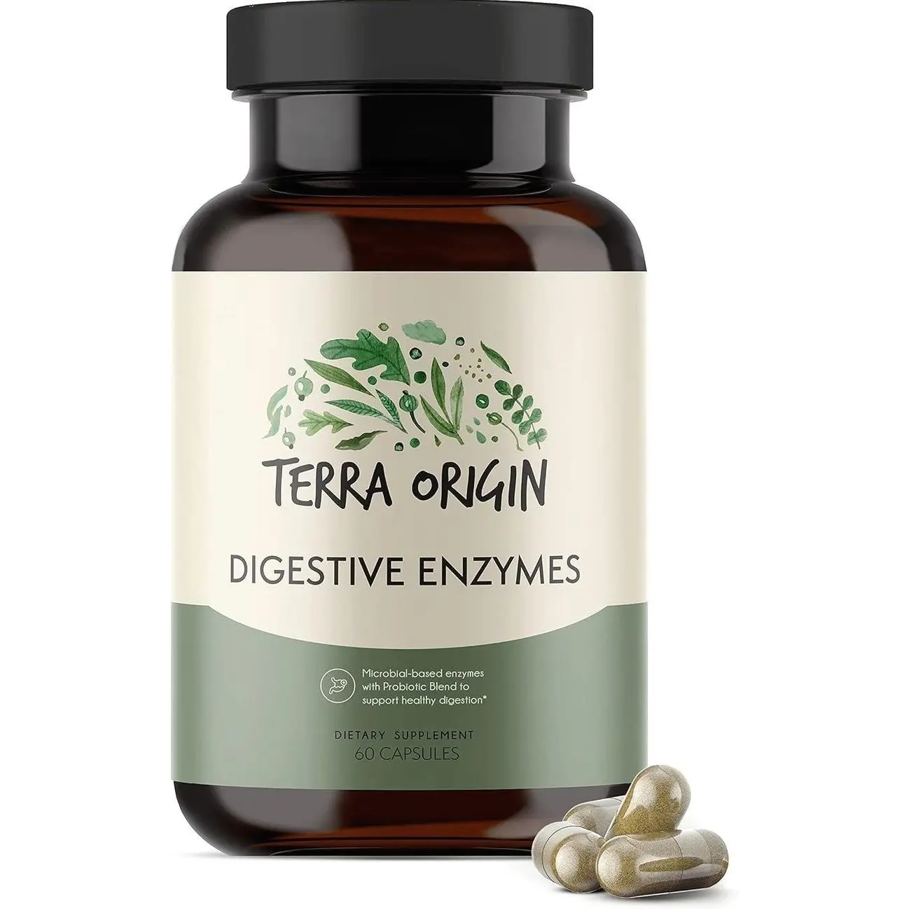TERRA ORIGIN Digestive Enzymes with Probiotics & Prebiotics | 60 Capsules | Supports Digestive Gut Health | Non GMO, Gluten Free, Vegan | for Women and Men