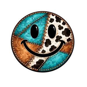 Wester Smiley Face Patchwork Design - Smiley - DTF Transfers - Direct to Film Transfer - THIS IS NOT A T-Shirt or Digital product