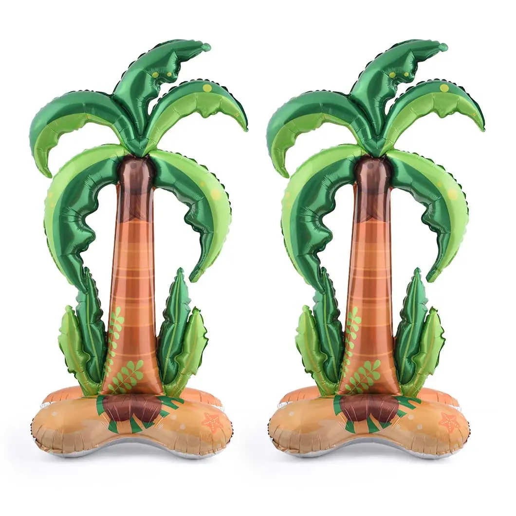 Giant Palm Tree Balloon Standing Palm Tree Foil Balloons Party Decor with Base,for Kids Adults Hawaiian Luau Party Baby Shower Ball Summer Theme Decoration