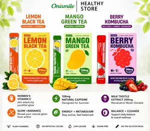 【Onismile】【flash sale Three flavors】Collagen Peptide Powder & Pre-Workout Energy Drink Trio – Lemon Black Tea for Glow, Berry Kombucha for Daily Refresh, Mango Green Tea for Focus & Metabolism, Hydrating Vitamins PDC