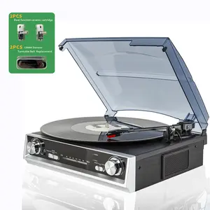 Vinyl Record Player, Vinyl Records With Built-in Speaker, 3 Speed, Belt Drive Vintage Phonograph, FM Radio, 3.5mm Music Out Jack, Line Out, Headphone Jack.A High-quality Valentine Gift, The Best Musical Feast For Family And Friends!
