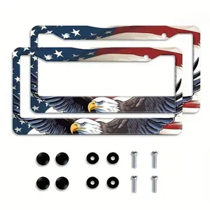 2PCS License Plate Frame, American-style License Plate Frame Thickened Accessories, Square Hole, Car Accessories