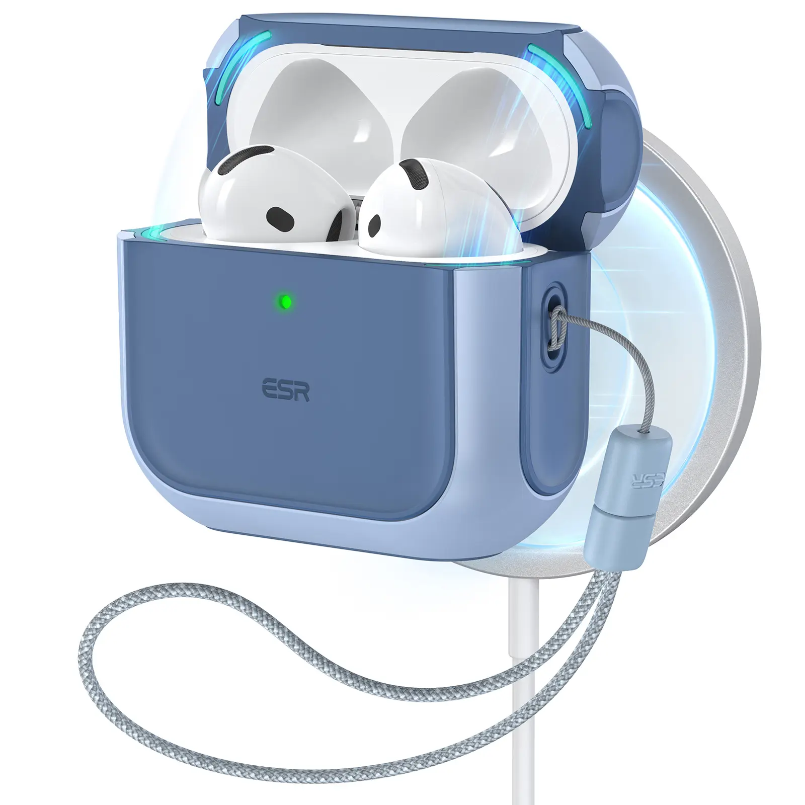 ESR for AirPods 5/4 Case, Airpods Pro 3rd/ 2nd/1st Gen Case, Compatible with MagSafe, Full Drop Protection Cover with Lanyard, Magnetic Lid Lock, Orbit Hybrid Series