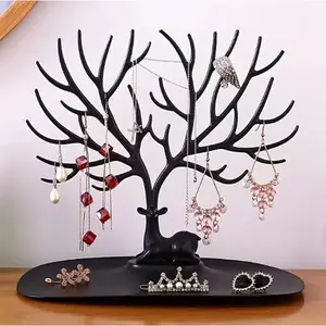 Deer Tree Jewelry Storage Rack - an Elegant Display Stand for Necklaces, Bracelets, Rings, And Earrings, Made of Durable Plastic Material