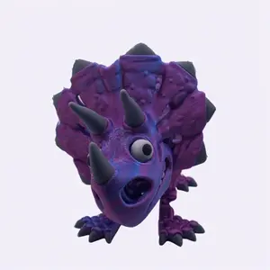 Poseable and Articulated Triceratops Dinosaur Skeleton Figure with Comical Eyes - Lightweight and Durable