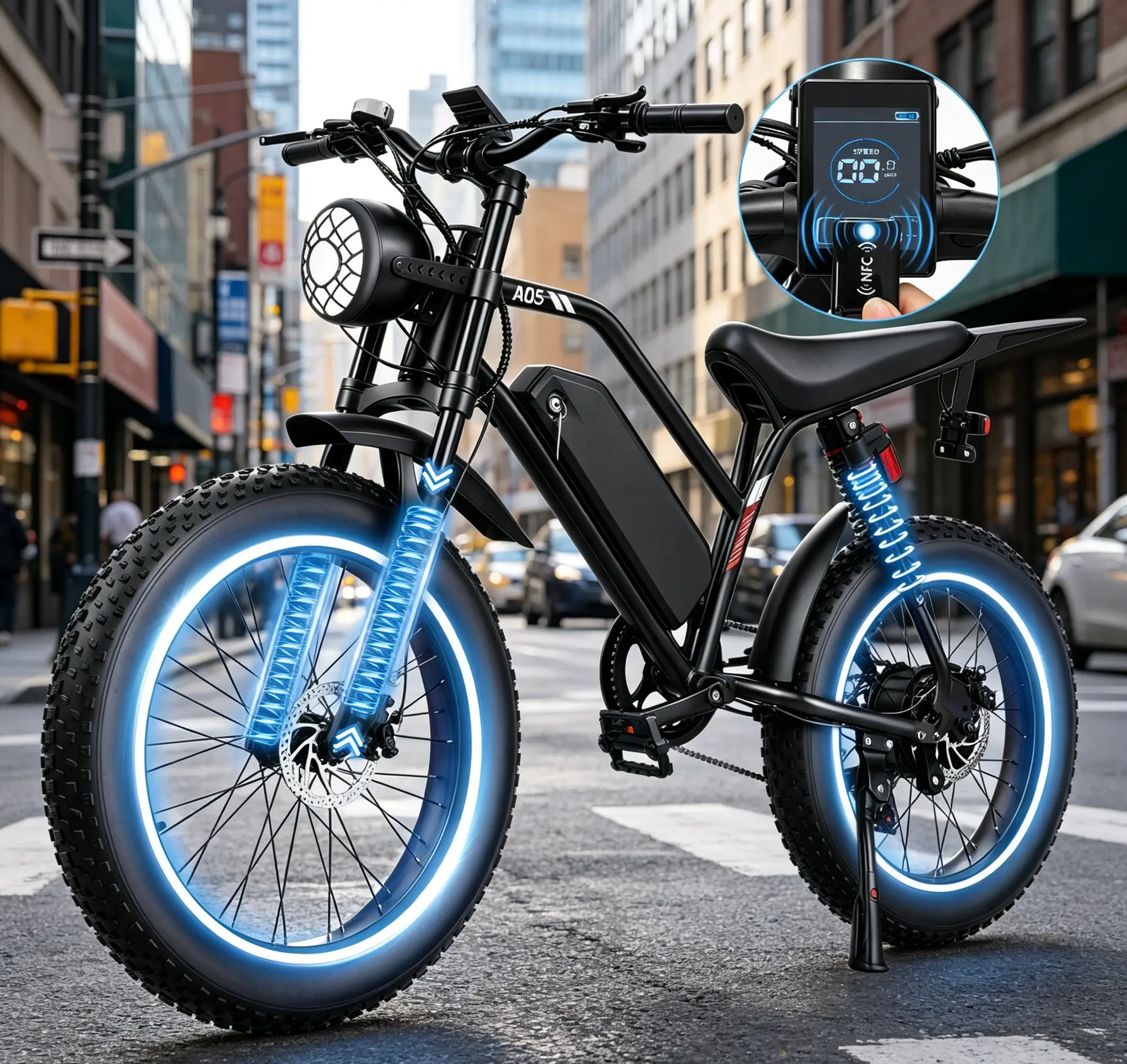 【DUDTN】1500W motor delivers ， Removable 48V15AH battery supports two charging ways plus USB phone charging port. 5 power assist gears, front/rear brakes, ergonomic frame fits heights 5’5”-6’5”, heavy-duty 20 inch fat tires for every terrain adventure.
