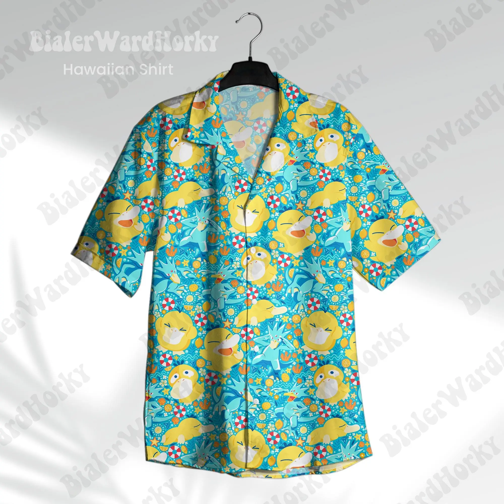 Psyduck Beach Hawaiian Shirt HG  Funny Water Type Golduck Anime Manga Video Game Gifts
