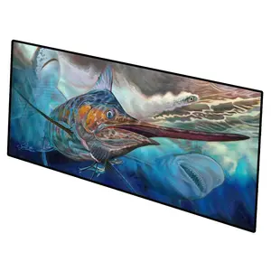 Carolines Treasures  28 x 58 in. Running the Guantlet Blue Marlin Indoor or Outdoor Runner Mat