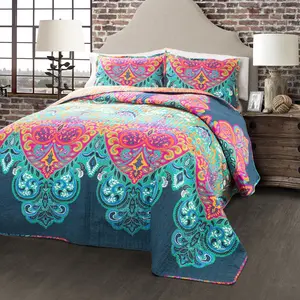 Lush Decor Boho Chic Full/Queen/King 3 Piece Set - Quilted Bedding with Colorful Patterns Lush Decor Boho Chic Full/Queen/King 3 Piece Set - Quilted Bedding with Colorful Patterns