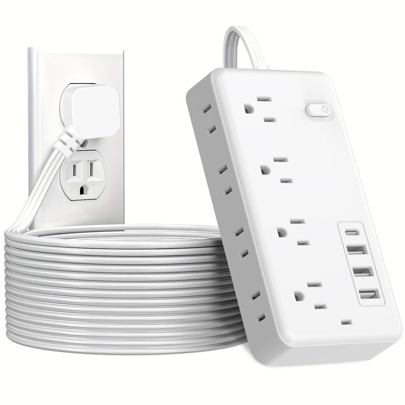 Flat Plug Surge Protector Outlet Extender Power Strip with Extension ...