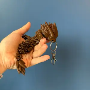 3D Printed Articulated Dragon Keychain – Flexible Fantasy Creature Bag Charm & Fidget Toy