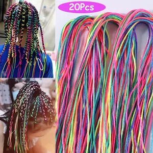 20Pcs Colorful Hair Braids Rope Strands 90cm for Girls African Braids DIY Ponytail Styling Hair Accessories for Girls