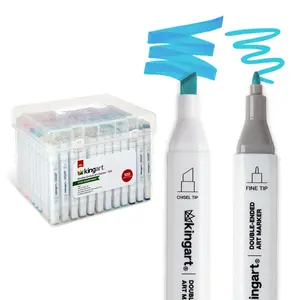 KINGART Pro Double-Ended Art Alcohol Markers 120 Unique Colors Fine & Chisel Tips Superior Blendability Artist Drawing Pen Set with Travel Case