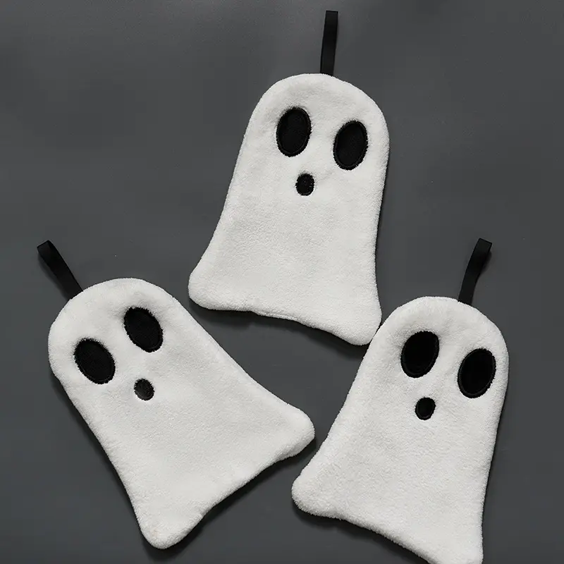 Cute Ghost Hand Towel, Hanging Absorbent Soft Microfiber Towel, Halloween Spooky Decor For Bathroom Kitchen Home