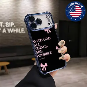 With God All Things Possible Christian Bible Verse Aesthetic Design Pattern Casing For iphone 16 15 14 13 12 Plus Pro Max Flaunt Mobile Phone Case TPU Drop Protection Shockproof Protector Vintage unique Fashion Trend Anti-scratch Stylish Smartphone Cover